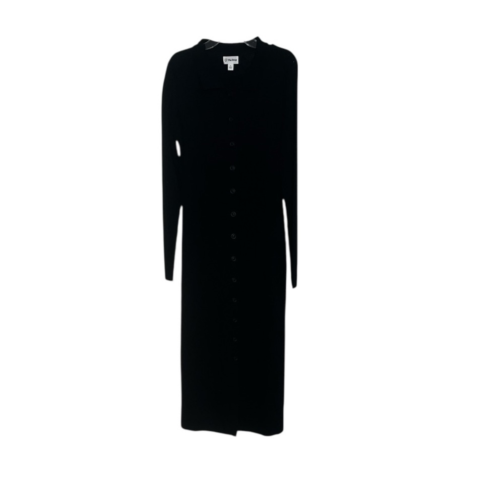 The Drop Black Ribbed Button Front Sweater Dress Size M - Picture 4 of 11